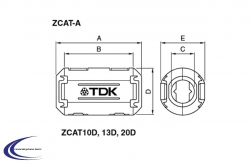 Ferrit Ringkern teilbar für Kabel bis 5mm  ZCAT1325-0530A-BK 